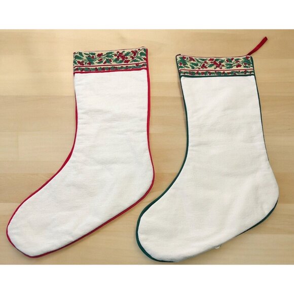 Handmade Christmas Stockings Set Embroidered Holiday Decor Tree Gifts Heart - Picture 2 of 11